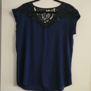 Express Navy Blue Lace Blouse